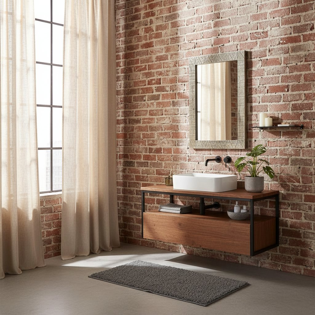 Miroir en Bois de Manguier Gris Style Industriel