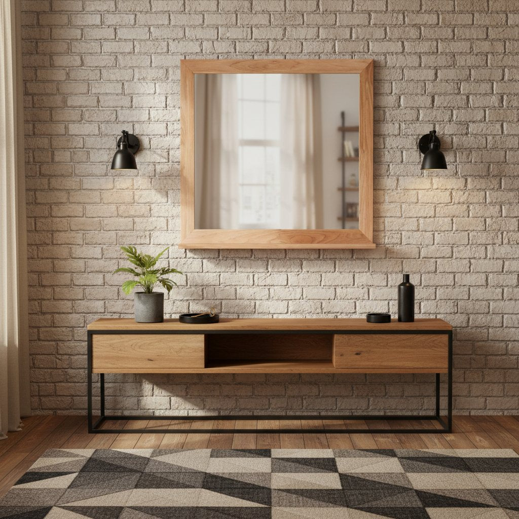 Miroir en Bois de Noyer au design Mural