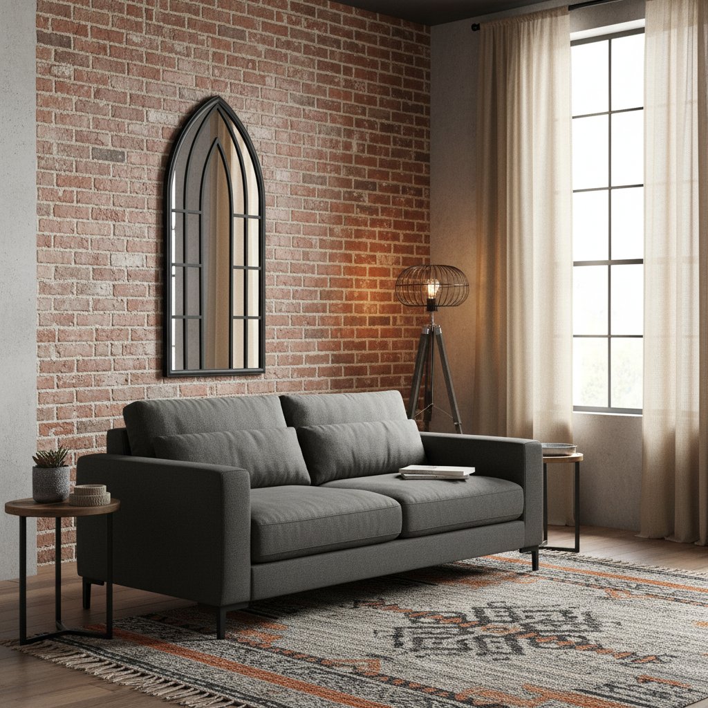 Miroir en Fer au Style Industriel Noir