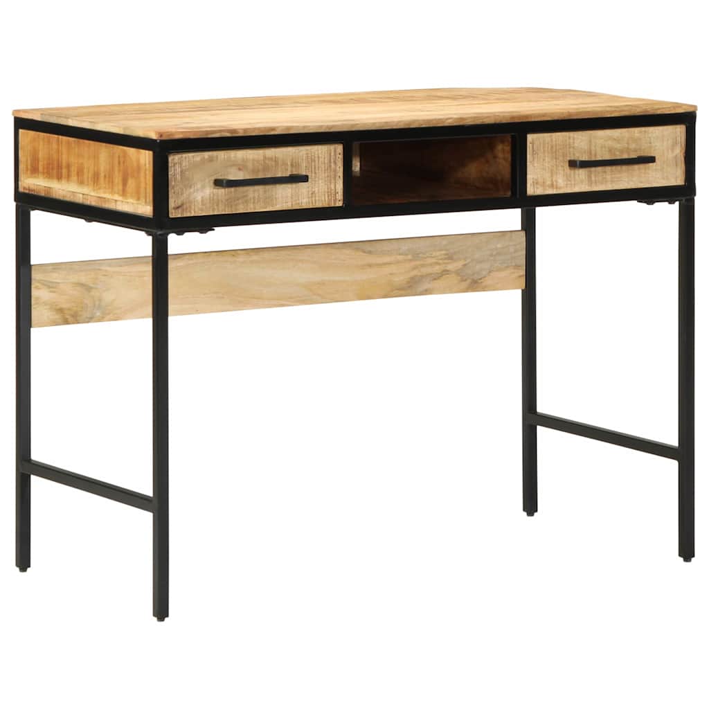 Petit Bureau Industriel en Bois de Manguier-avec 2 tiroirs-La-Fabrique-Industrielle