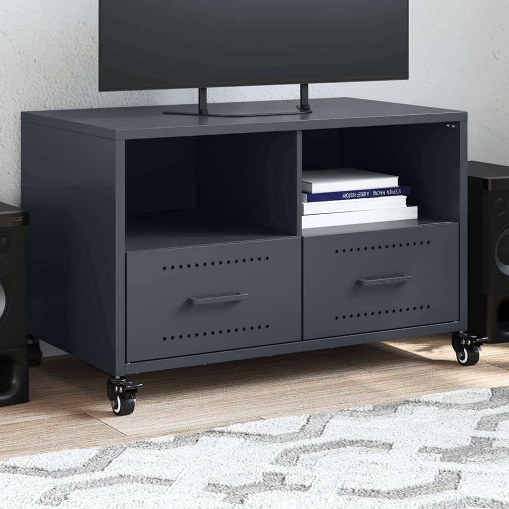 Petit Meuble TV en acier laminé-Anthracite-1-La-Fabrique-Industrielle