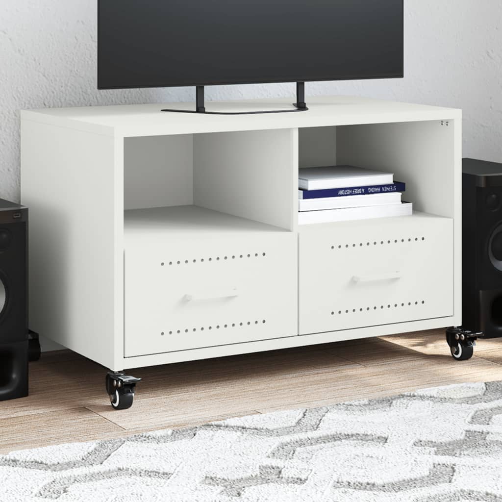 Petit Meuble TV en acier laminé-Blanc-1-La-Fabrique-Industrielle