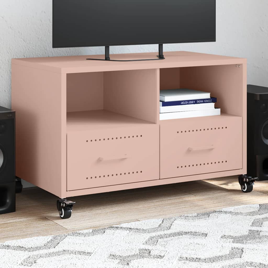 Petit Meuble TV en acier laminé-Rose-1-La-Fabrique-Industrielle