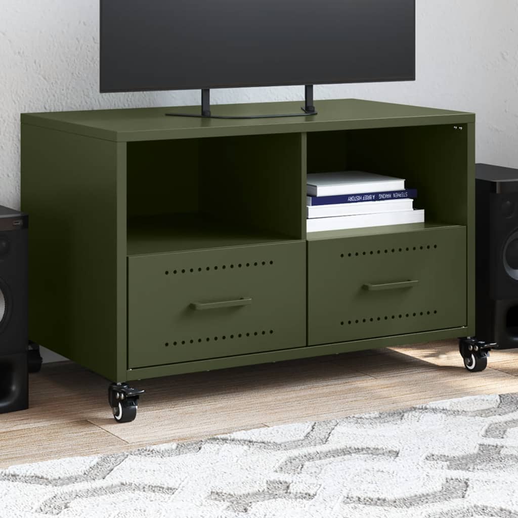 Petit Meuble TV en acier laminé-Vert-1-La-Fabrique-Industrielle