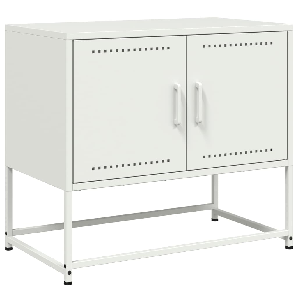 Petit Meuble TV industriel en acier blanc-La-Fabrique-Industrielle
