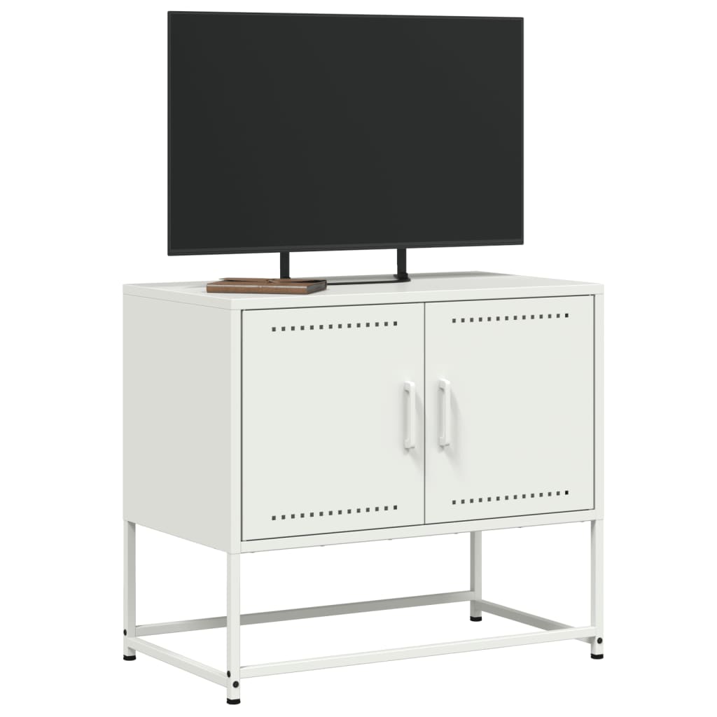 Petit Meuble TV industriel en acier blanc-La-Fabrique-Industrielle