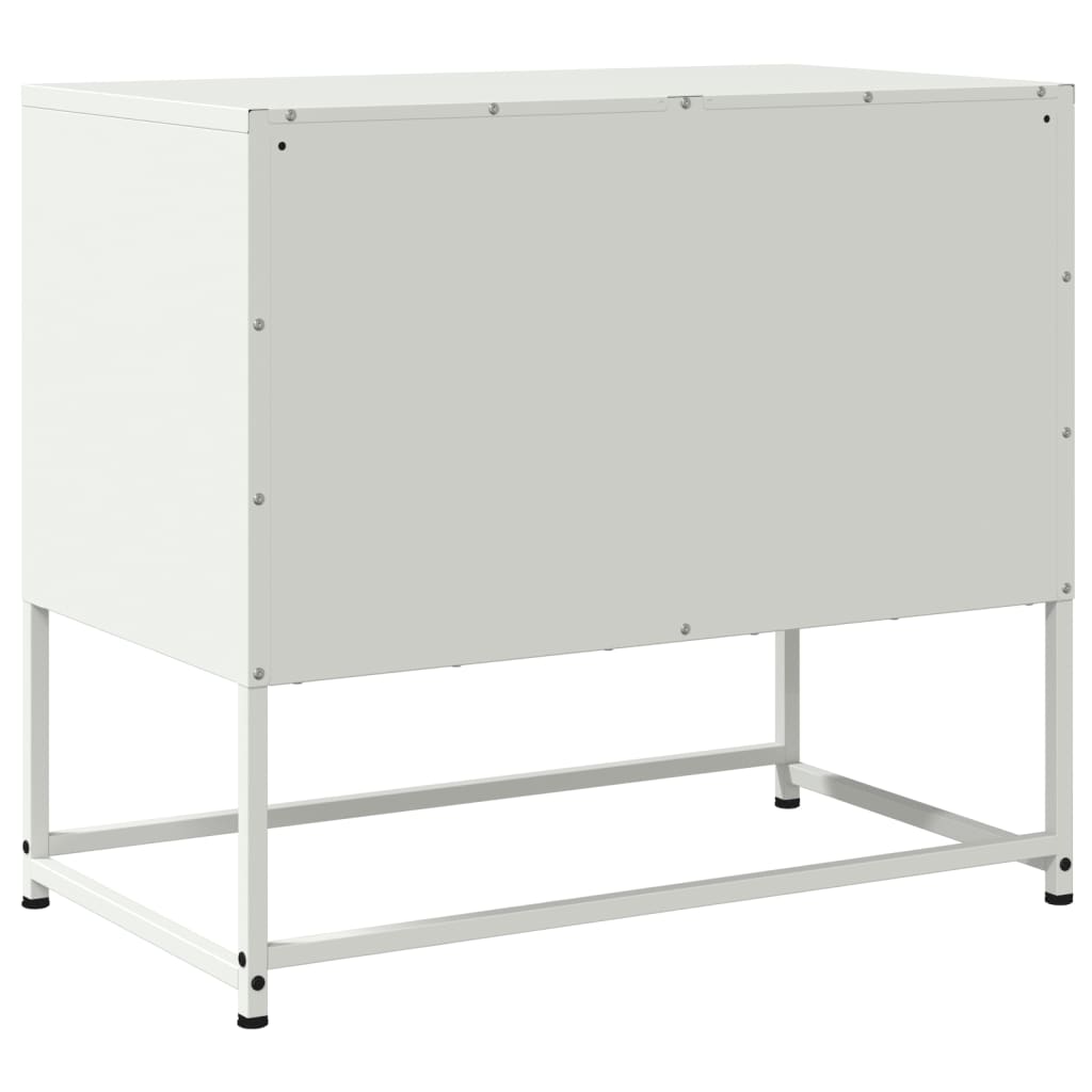 Petit Meuble TV industriel en acier blanc-La-Fabrique-Industrielle