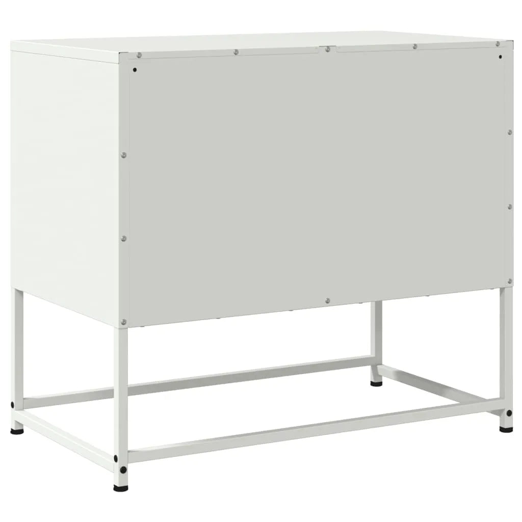 Petit Meuble TV industriel en acier blanc-La-Fabrique-Industrielle