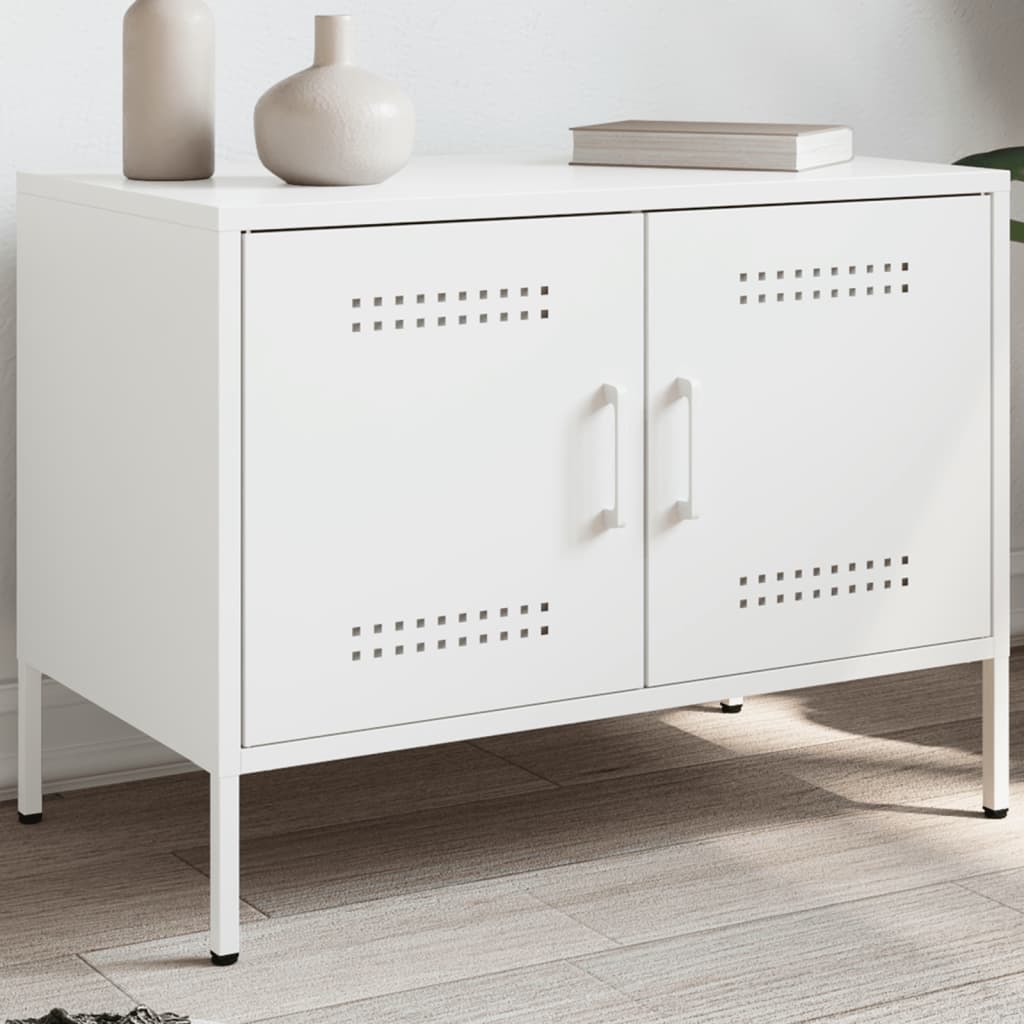 Petit meuble TV en métal anthracite-Blanc-1-La-Fabrique-Industrielle