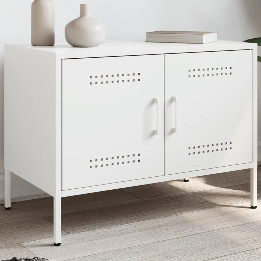 Petit meuble TV en métal anthracite-Blanc-1-La-Fabrique-Industrielle