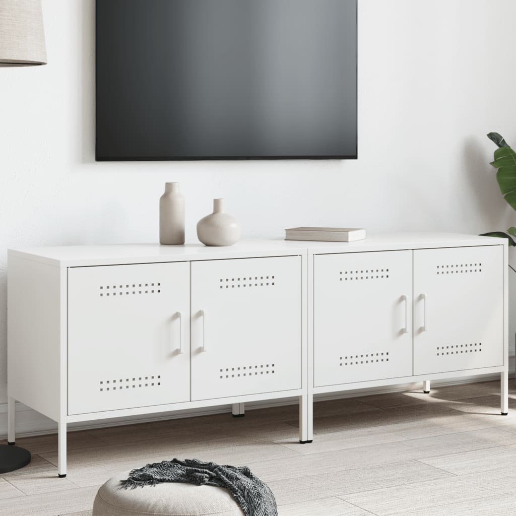 Petit meuble TV en métal anthracite-Blanc-2-La-Fabrique-Industrielle