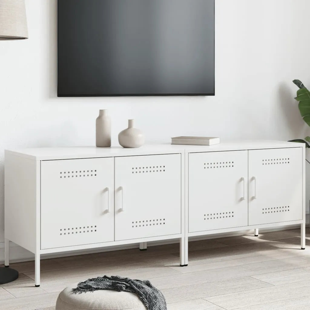 Petit meuble TV en métal anthracite-Blanc-2-La-Fabrique-Industrielle