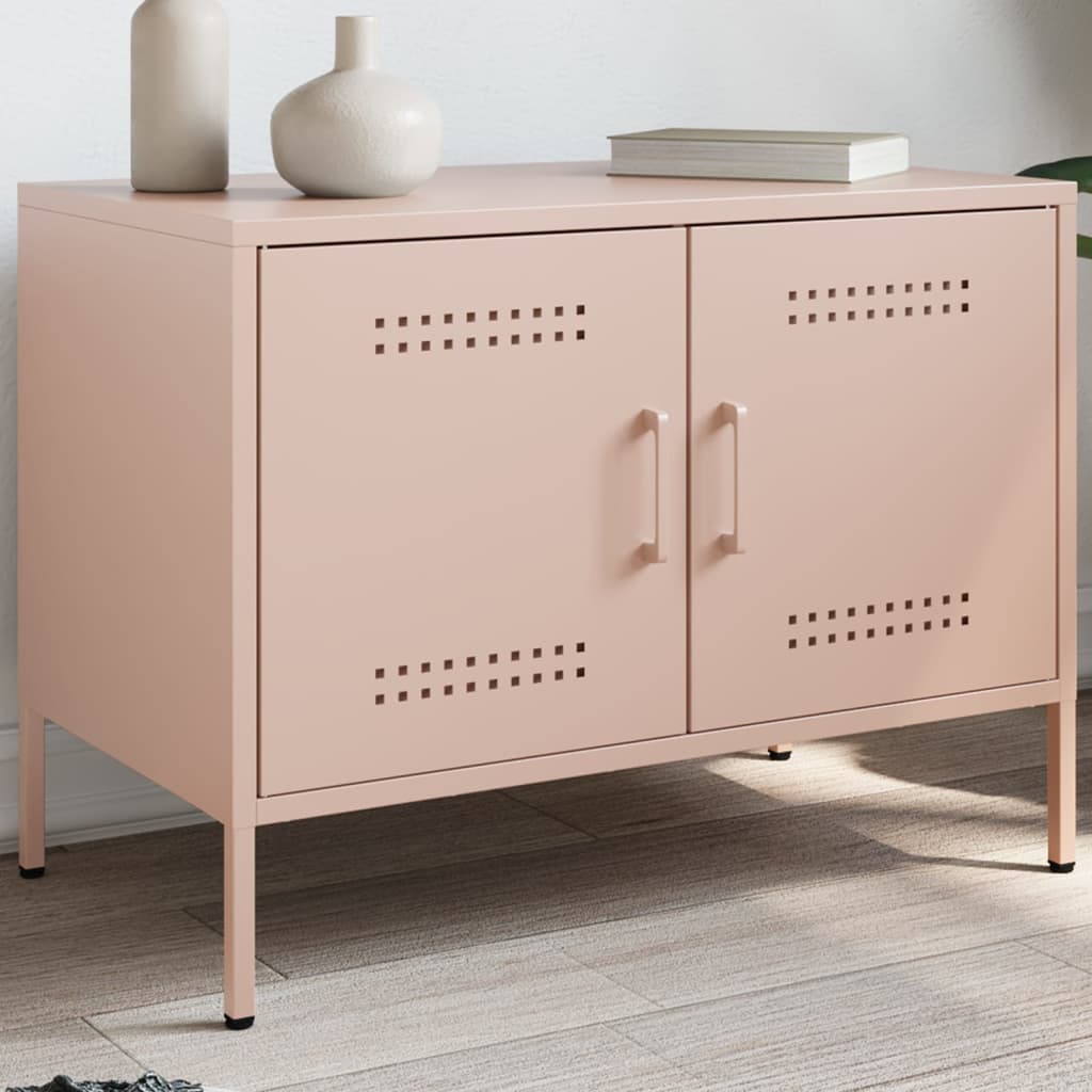 Petit meuble TV en métal anthracite-Rose-1-La-Fabrique-Industrielle