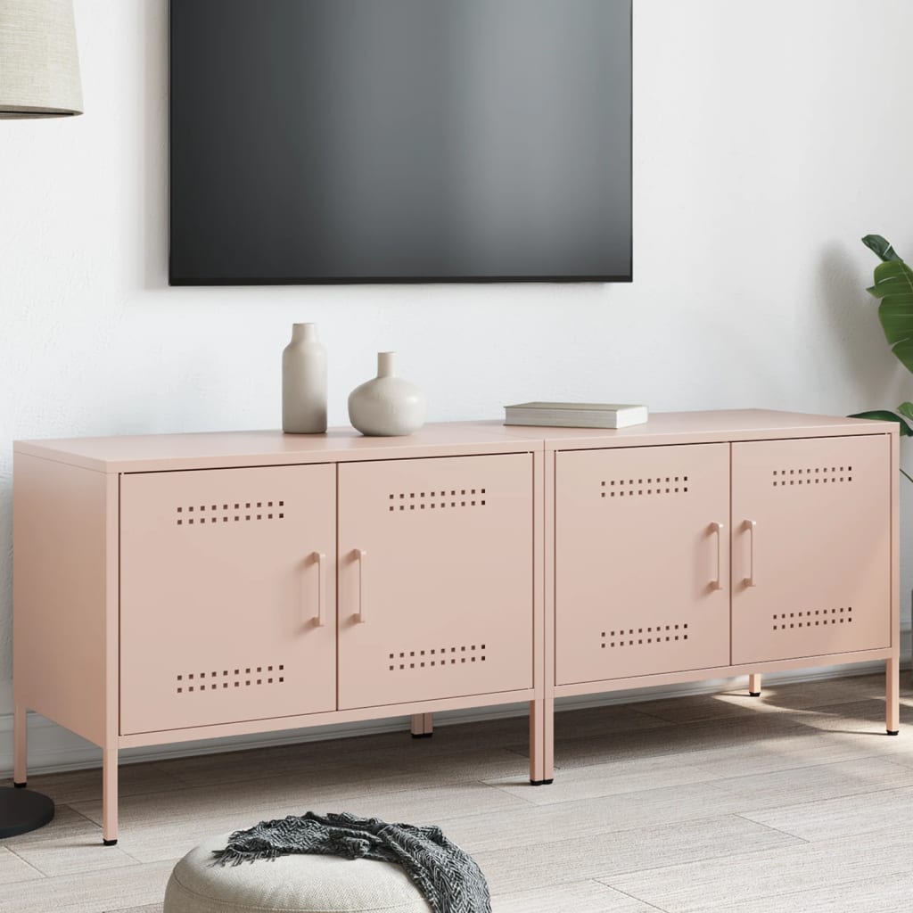 Petit meuble TV en métal anthracite-Rose-2-La-Fabrique-Industrielle