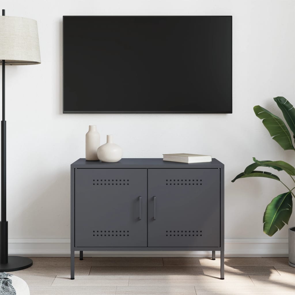 Petit meuble TV en métal anthracite-La-Fabrique-Industrielle