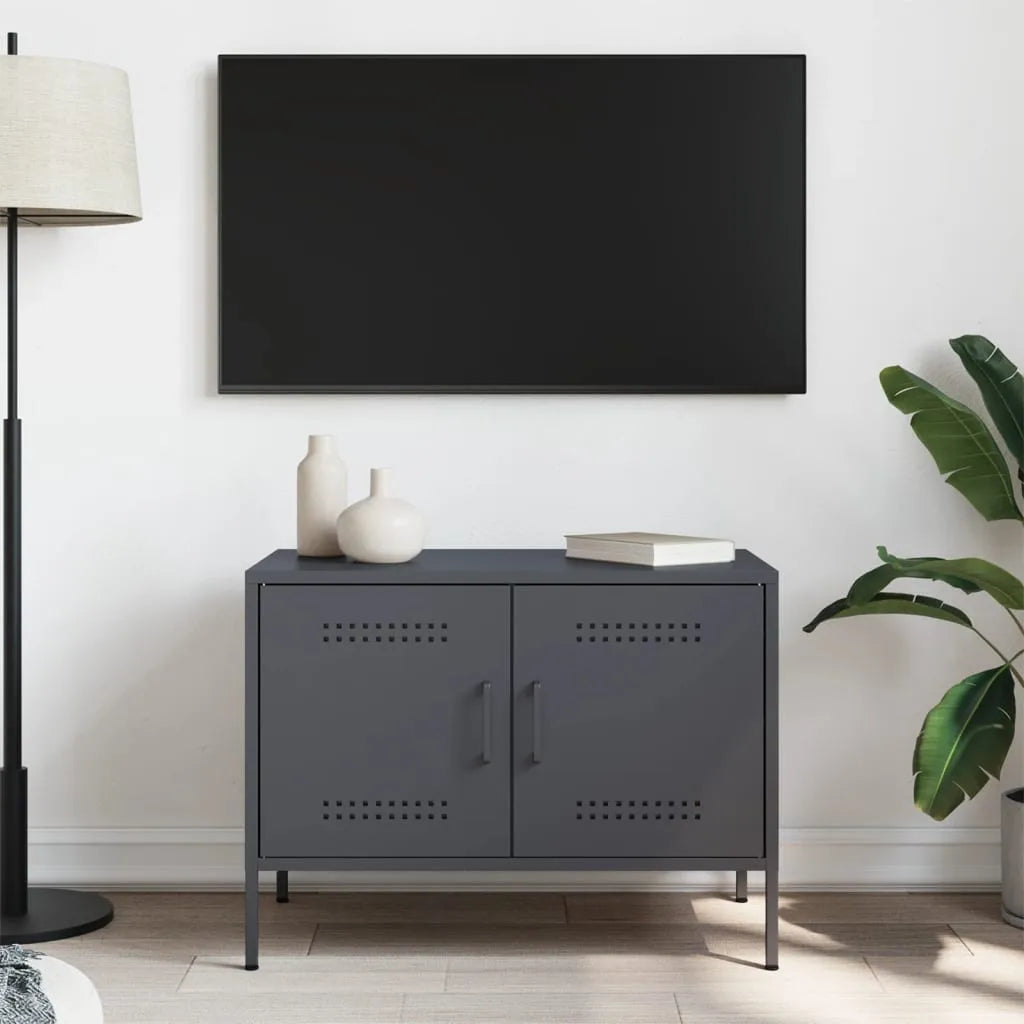 Petit meuble TV en métal anthracite-La-Fabrique-Industrielle