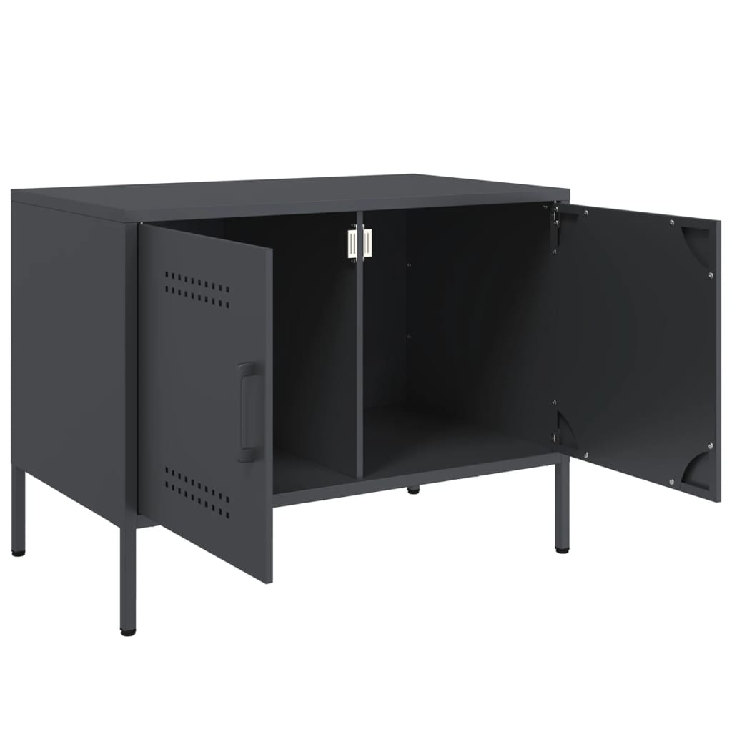 Petit meuble TV en métal anthracite-La-Fabrique-Industrielle
