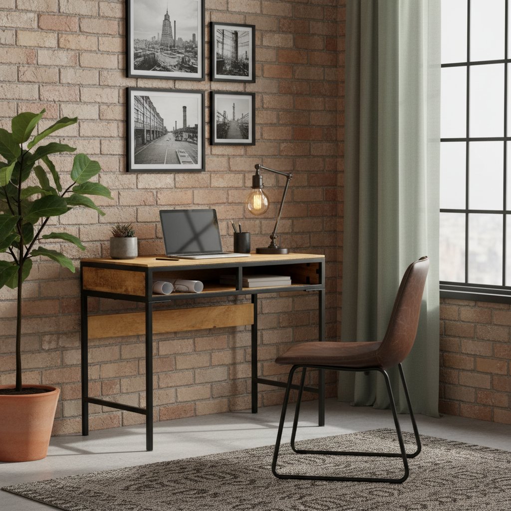 Petit Bureau Industriel en Bois de Manguier