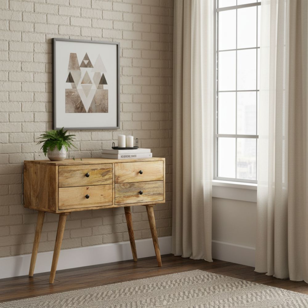 Petit Chiffonnier en Bois de Manguier Style Industriel