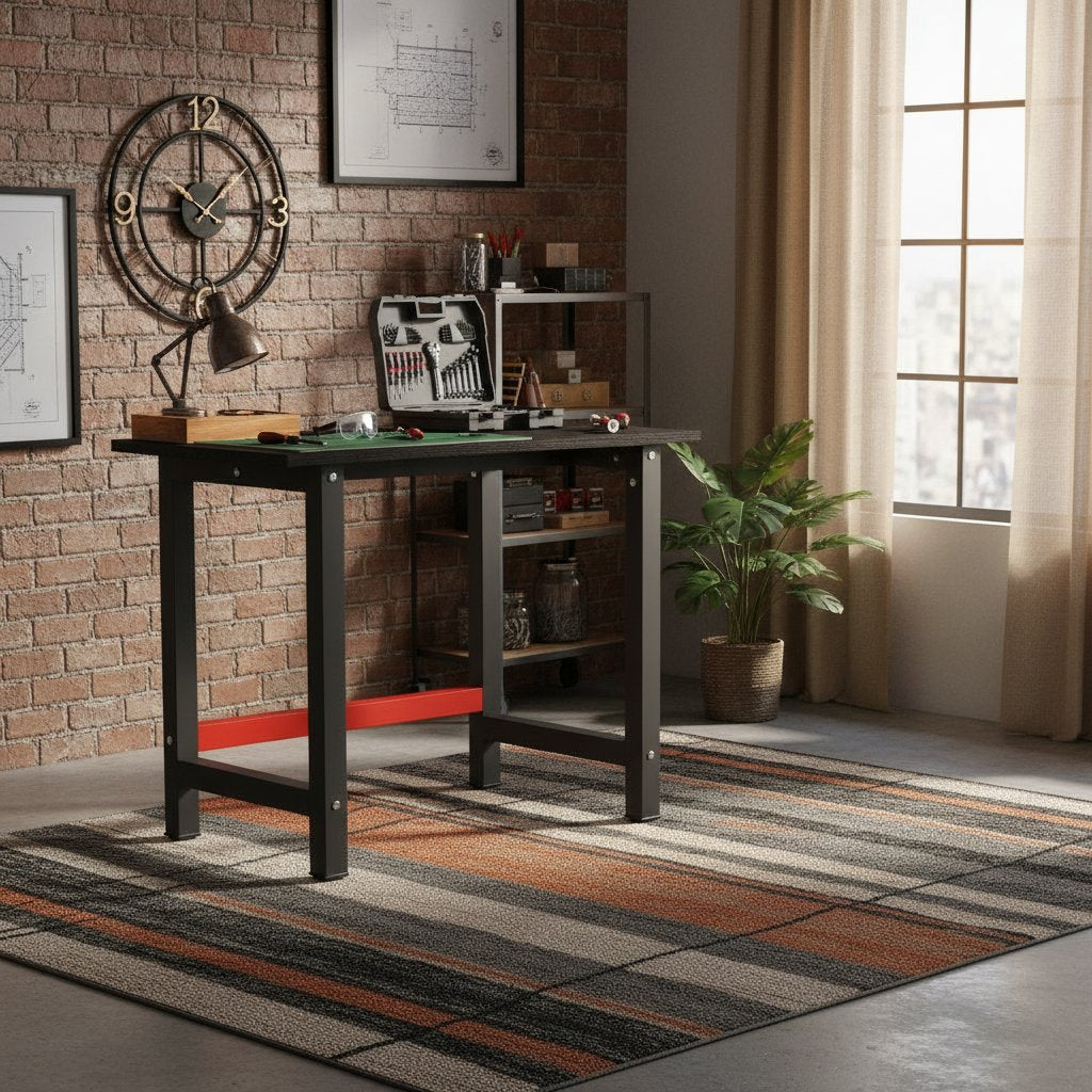 Petit Établi en Bois de Chêne Massif Industriel