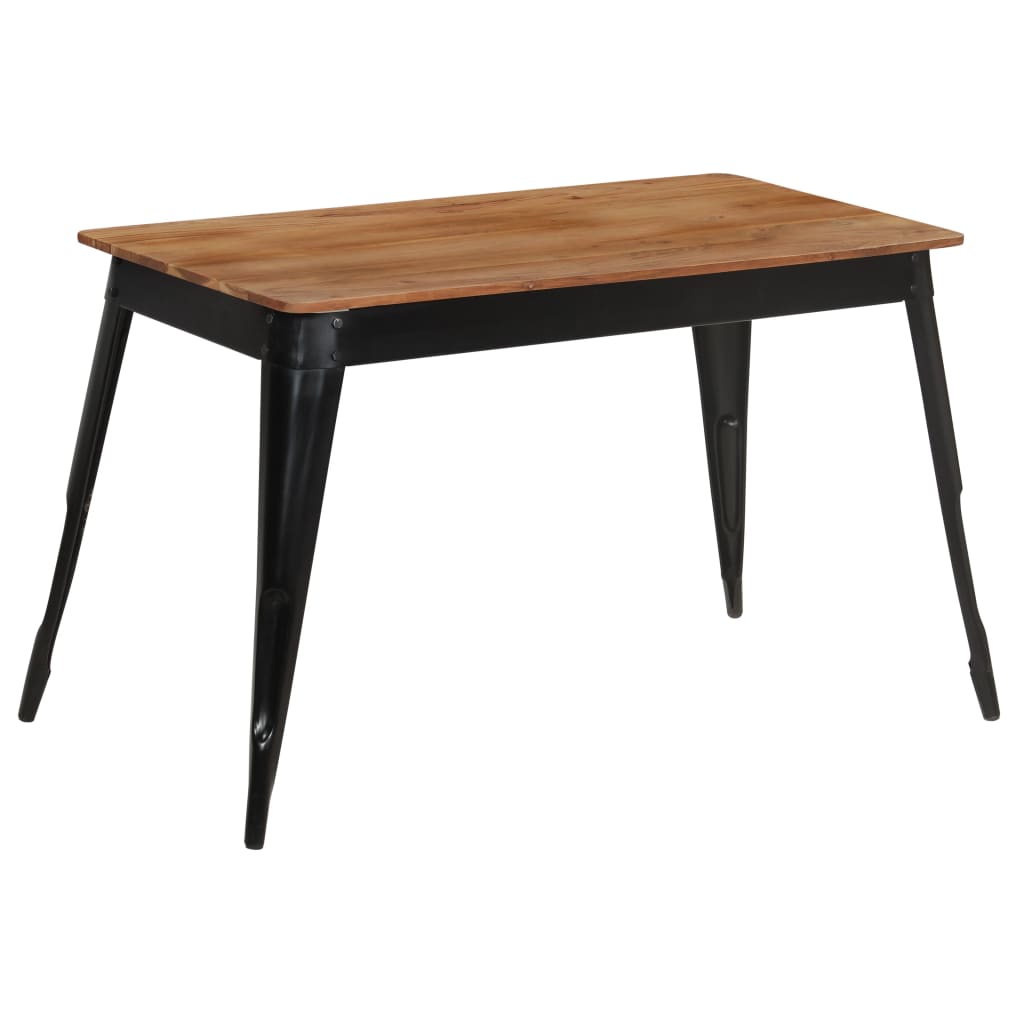 Petite Table Industrielle en Bois d'Acacia et Acier-Noir-1-120 x 60 x 76 cm-La-Fabrique-Industrielle