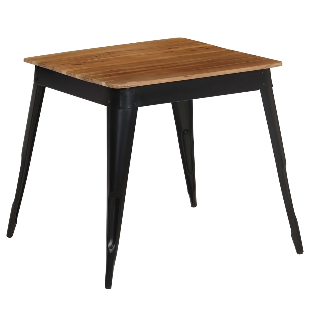 Petite Table Industrielle en Bois d'Acacia et Acier-Noir-1-75 x 75 x 76 cm-La-Fabrique-Industrielle