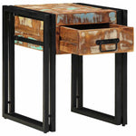 Petite Table d'Appoint avec Tiroir en Bois Industriel Recyclé-Bois recyclé massif-40 x 40 x 50 cm-La-Fabrique-Industrielle
