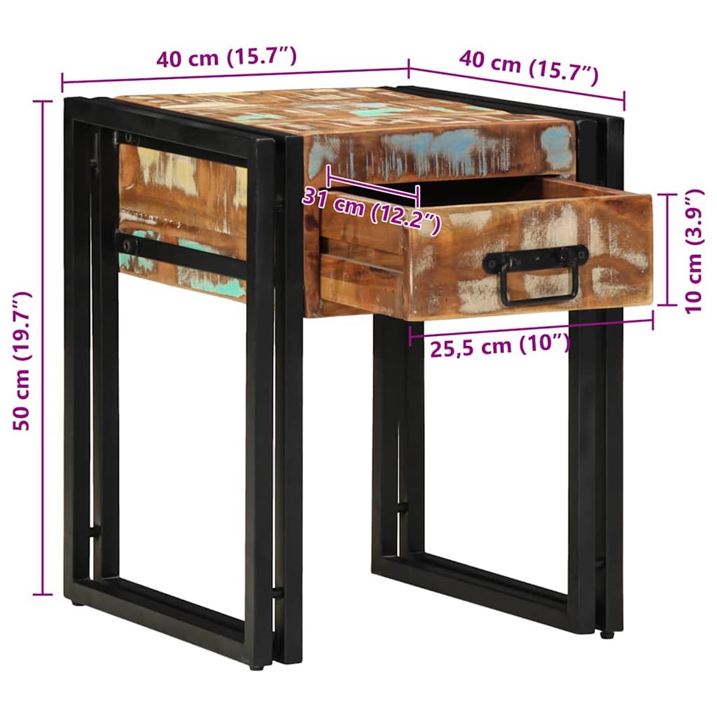 Petite Table d'Appoint avec Tiroir en Bois Industriel Recyclé-La-Fabrique-Industrielle