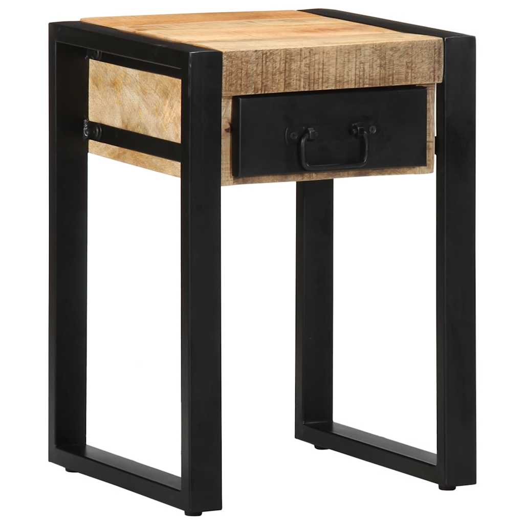 Petite Table d'Appoint en Bois et Métal Style Industriel-Bois de manguier brut massif-1-La-Fabrique-Industrielle