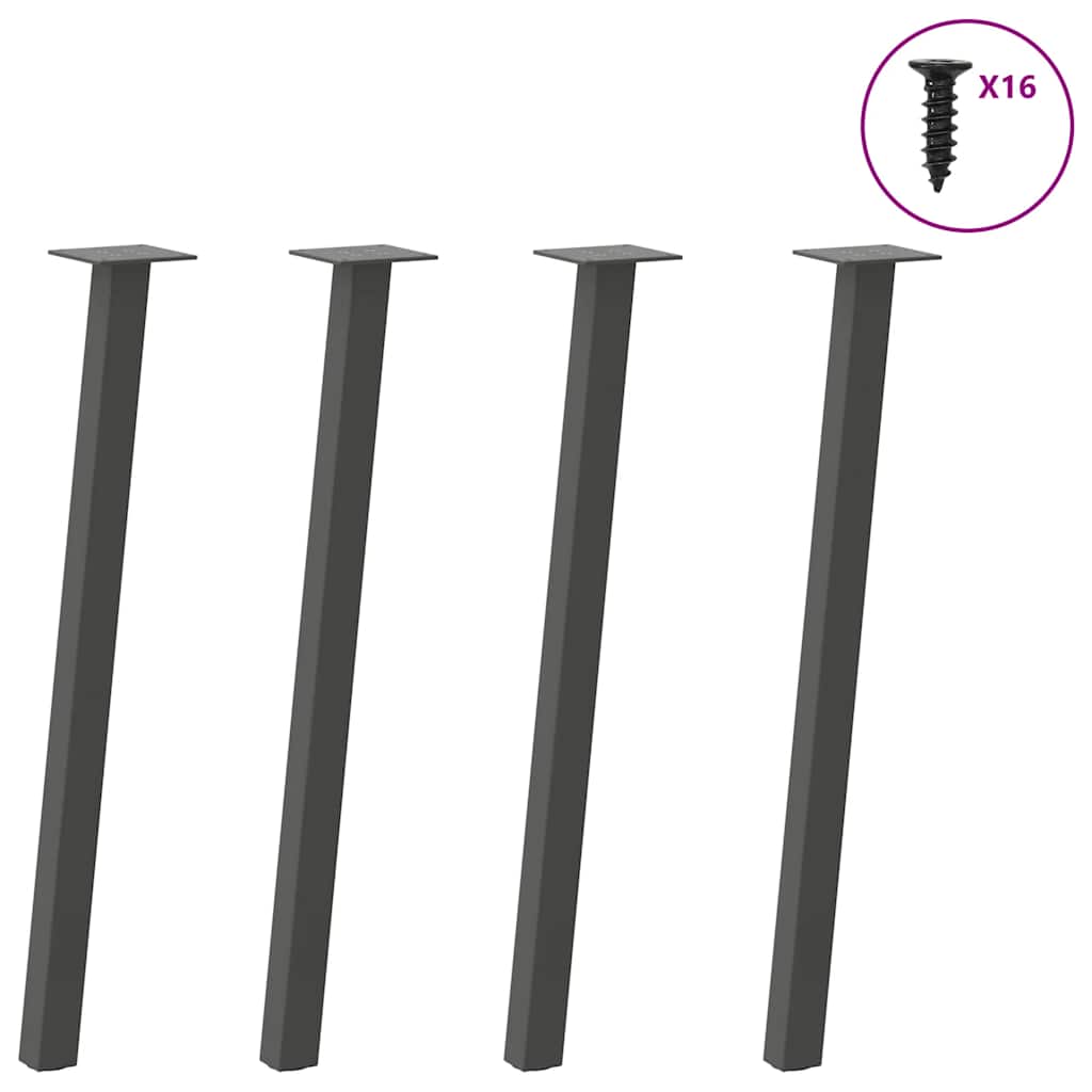 Pieds De Table Console 4 Pièces 72 Cm Acier Anthracite-1-72 cm (40 mm)-La-Fabrique-Industrielle