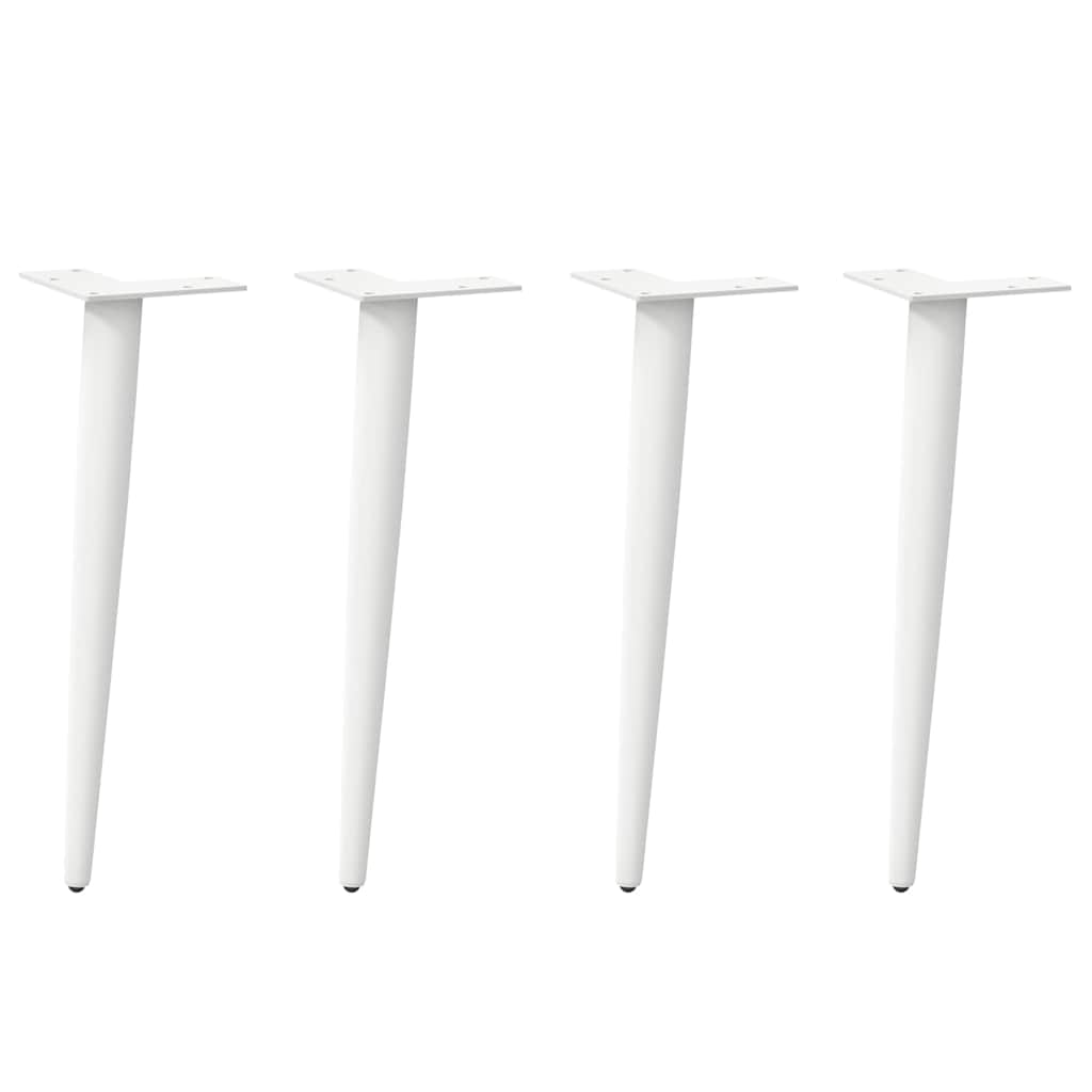 Pieds De Table Console Coniques 4 Pièces Acier Blanc-1-30-31 cm-La-Fabrique-Industrielle