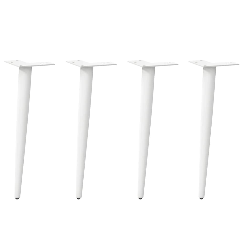 Pieds De Table Console Coniques 4 Pièces Acier Blanc-1-42-43 cm-La-Fabrique-Industrielle