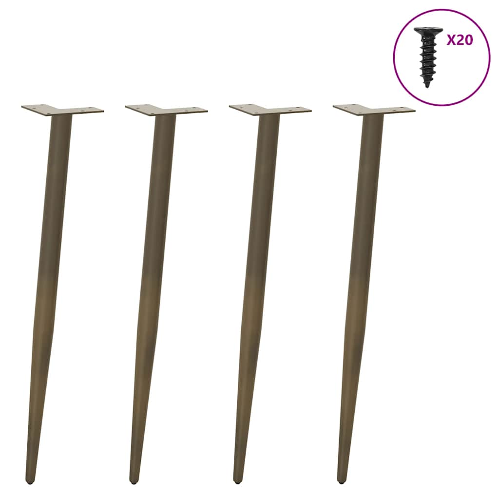 Pieds De Table Console Forme Conique 4 Pièces Acier Naturel-La-Fabrique-Industrielle