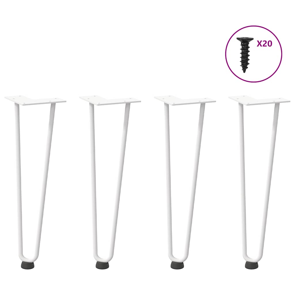 Pieds En Épingle À Cheveux Pour Consoles, Lot De 4, , , Acier Massif Blanc-2 rods-1-42 cm-La-Fabrique-Industrielle