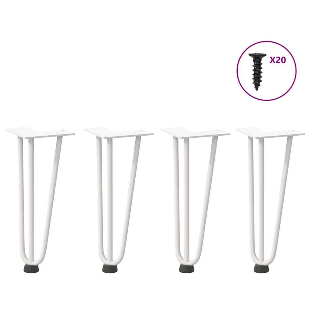 Pieds En Épingle À Cheveux Pour Consoles, Lot De 4, , , Acier Massif Blanc-3 rods-1-30 cm-La-Fabrique-Industrielle