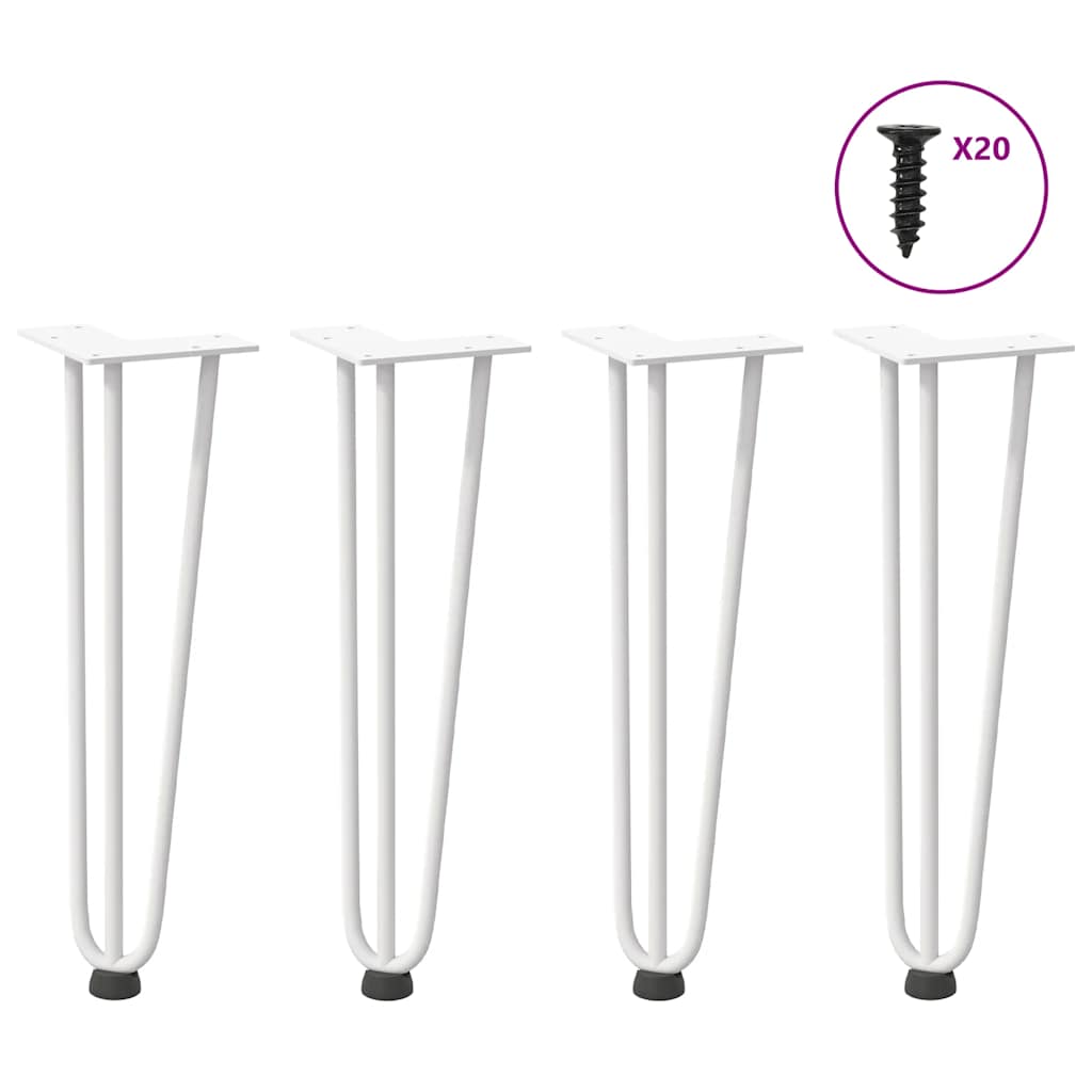 Pieds En Épingle À Cheveux Pour Consoles, Lot De 4, , , Acier Massif Blanc-3 rods-1-42 cm-La-Fabrique-Industrielle