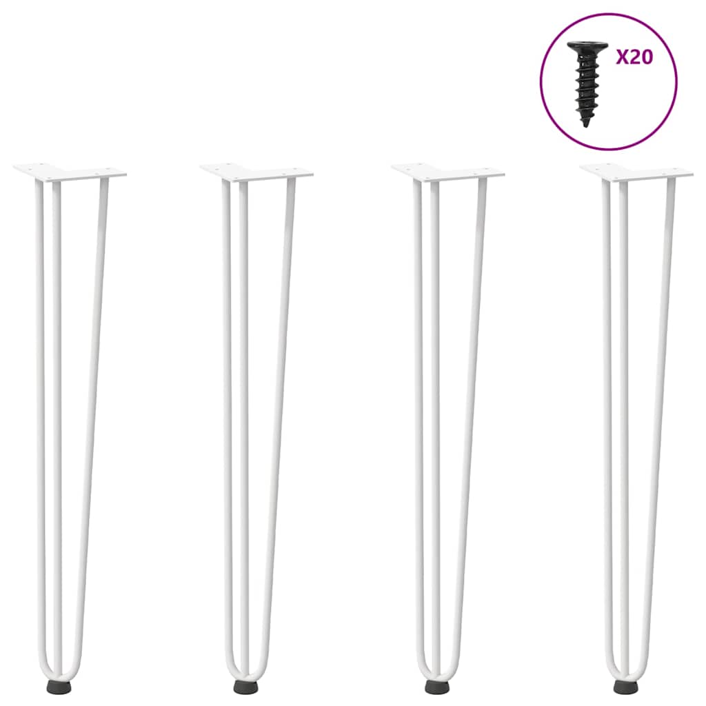 Pieds En Épingle À Cheveux Pour Consoles, Lot De 4, , , Acier Massif Blanc-3 rods-1-72 cm-La-Fabrique-Industrielle