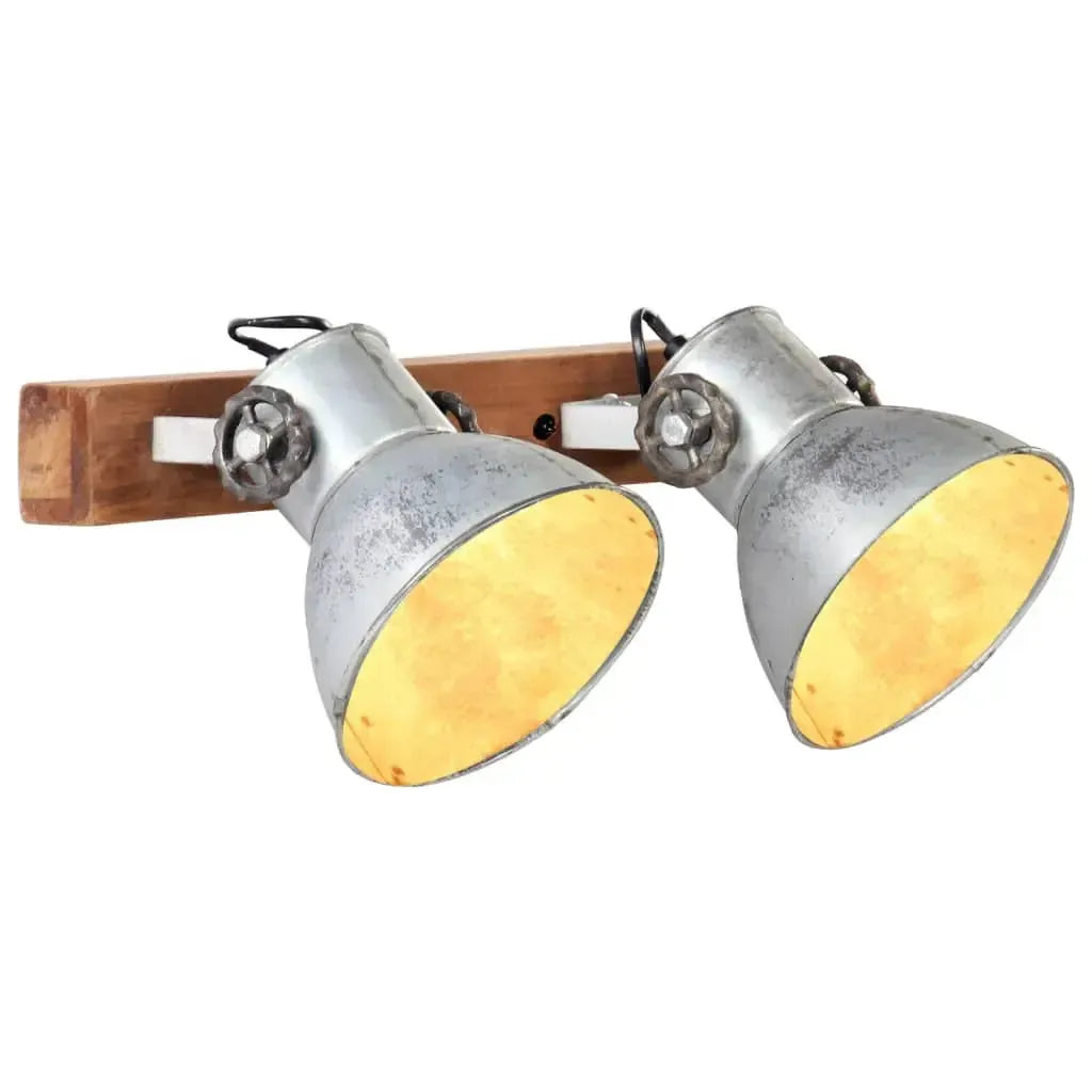Plafonnier Industriel en Fer et Bois pour Salon-1-Droit - 2 abat-jours-La-Fabrique-Industrielle