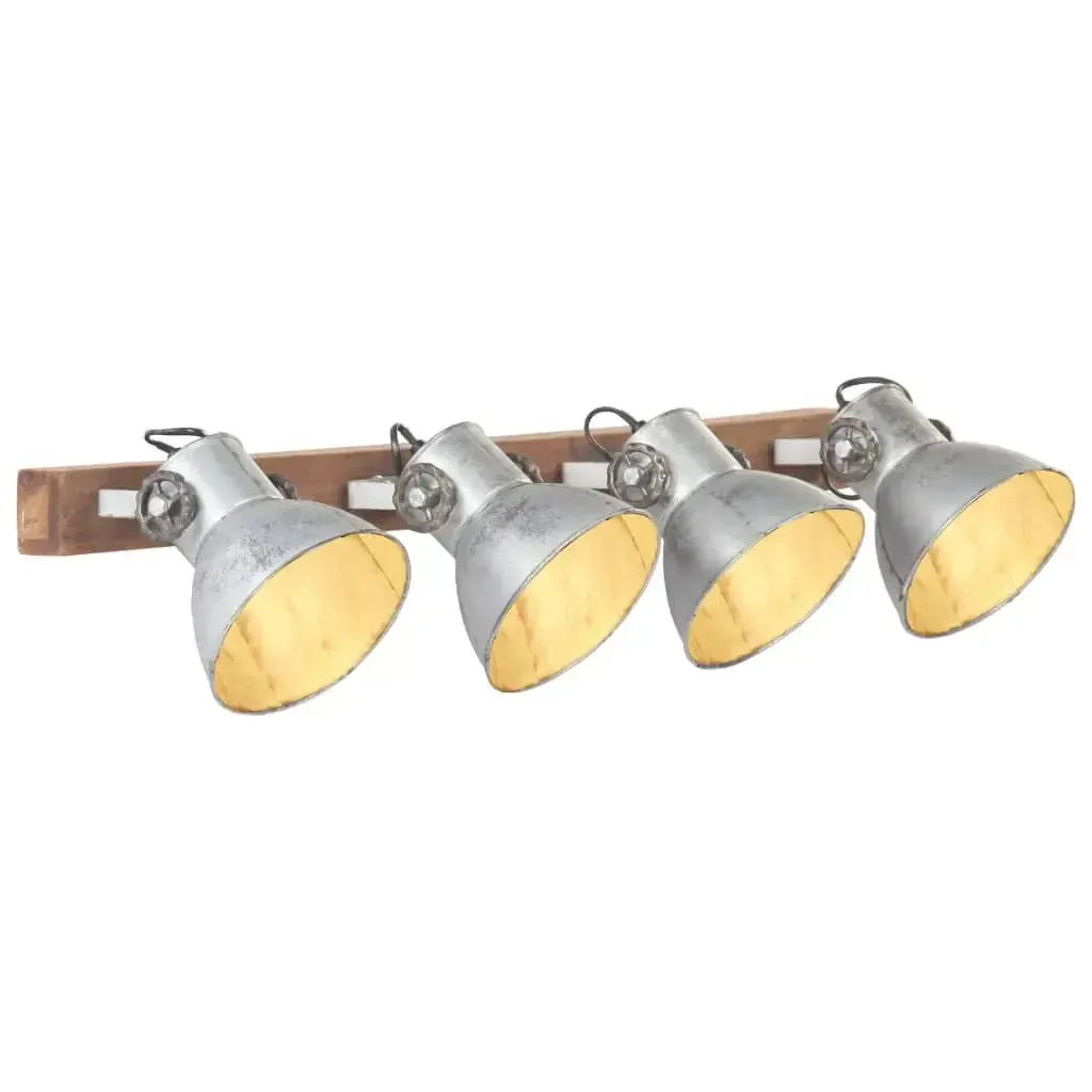 Plafonnier Industriel en Fer et Bois pour Salon-1-Droit - 4 abat-jours-La-Fabrique-Industrielle