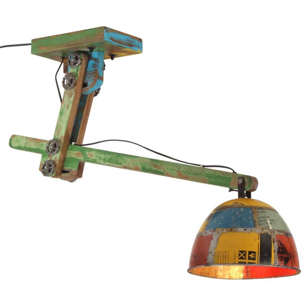 Plafonnier en Bois et Métal Industriel-Multicolore-1-La-Fabrique-Industrielle