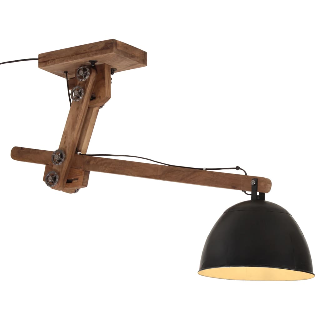 Plafonnier en Bois et Métal Industriel-Noir-1-La-Fabrique-Industrielle