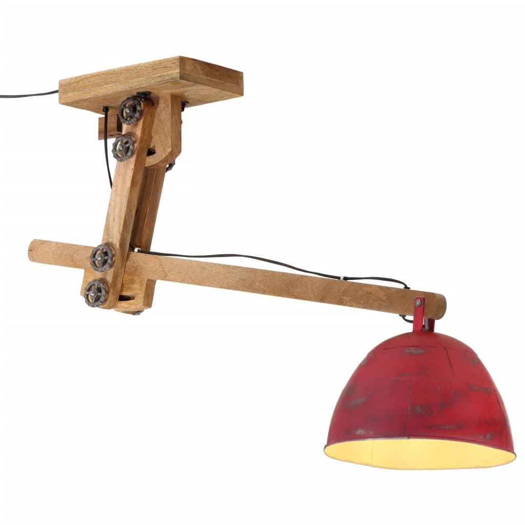 Plafonnier en Bois et Métal Industriel-Rouge-1-La-Fabrique-Industrielle