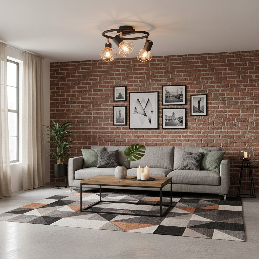 Plafonnier Luminaire Industriel en Métal Cuivré