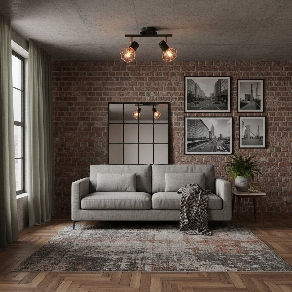 Plafonnier Style Industriel Noir et Cuivre