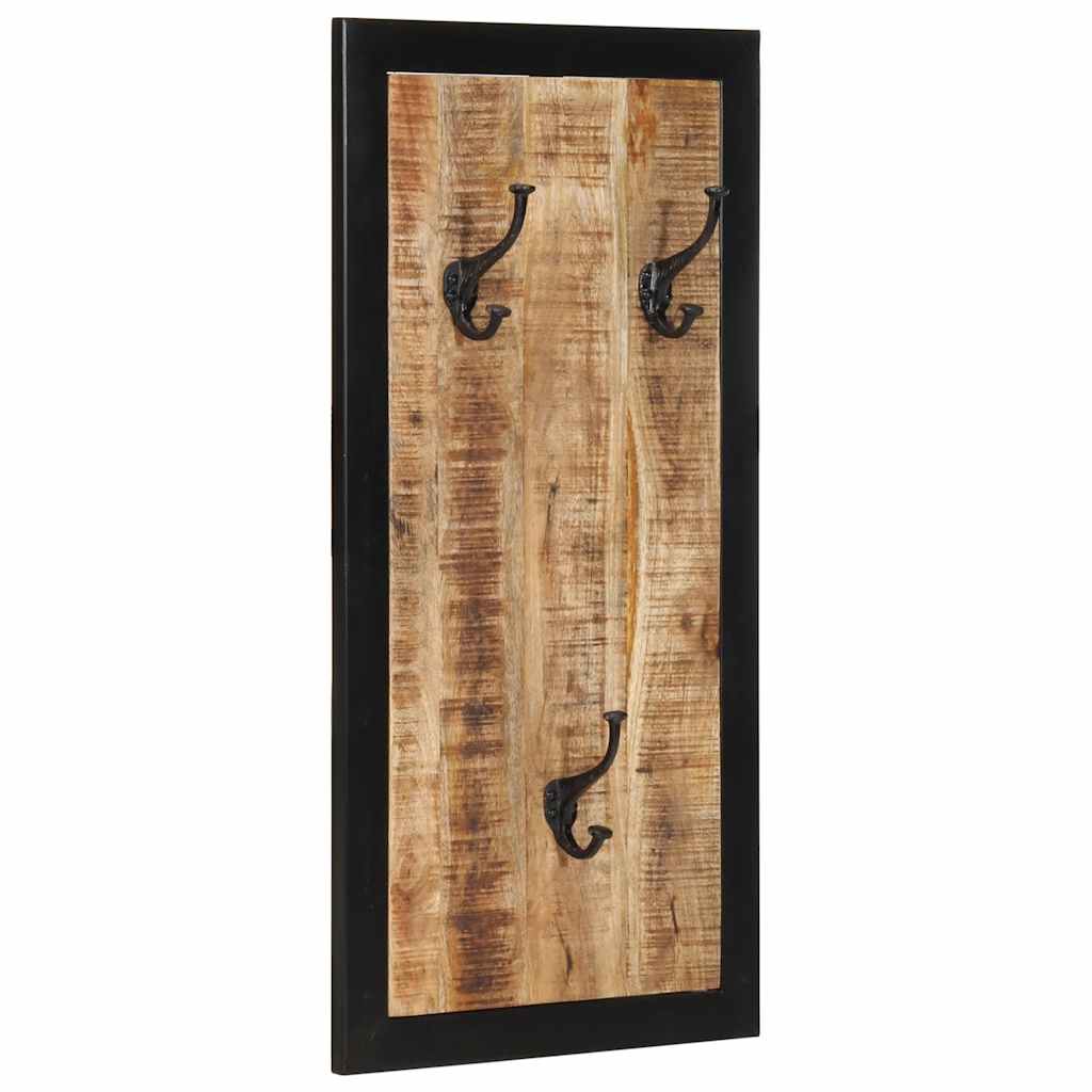 Porte-Manteau en Bois et Métal Industriel-Bois de manguier brut massif-1-La-Fabrique-Industrielle
