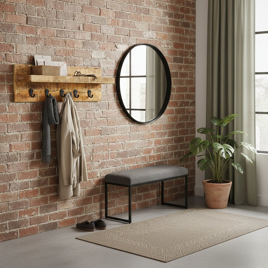 Porte-Manteau Mural en Bois Naturel