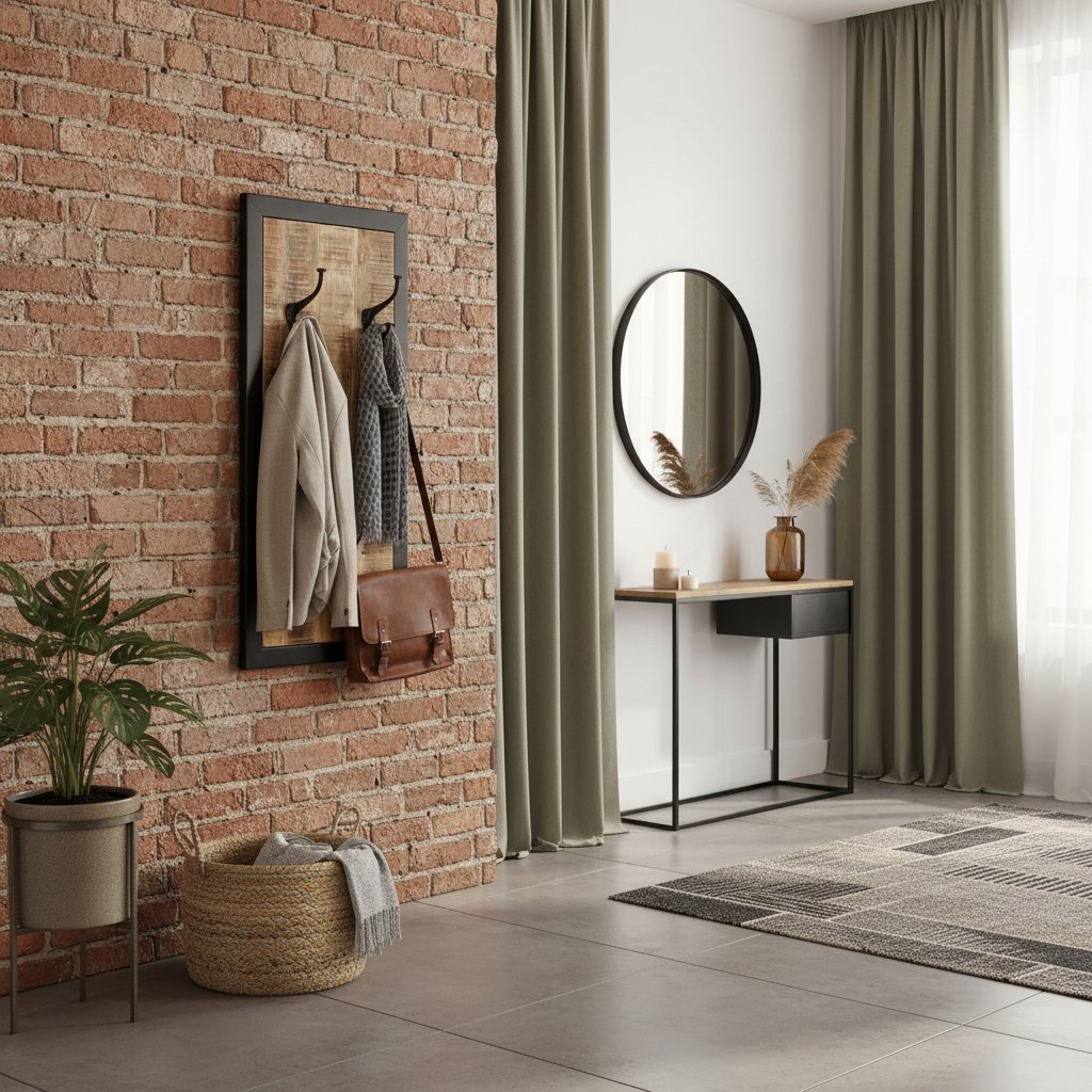 Porte-Manteau en Bois et Métal Industriel