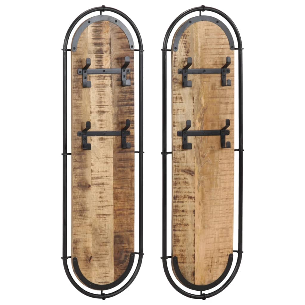 Porte Manteaux en Bois et Fer Style Industriel-Bois de manguier brut massif-1-La-Fabrique-Industrielle