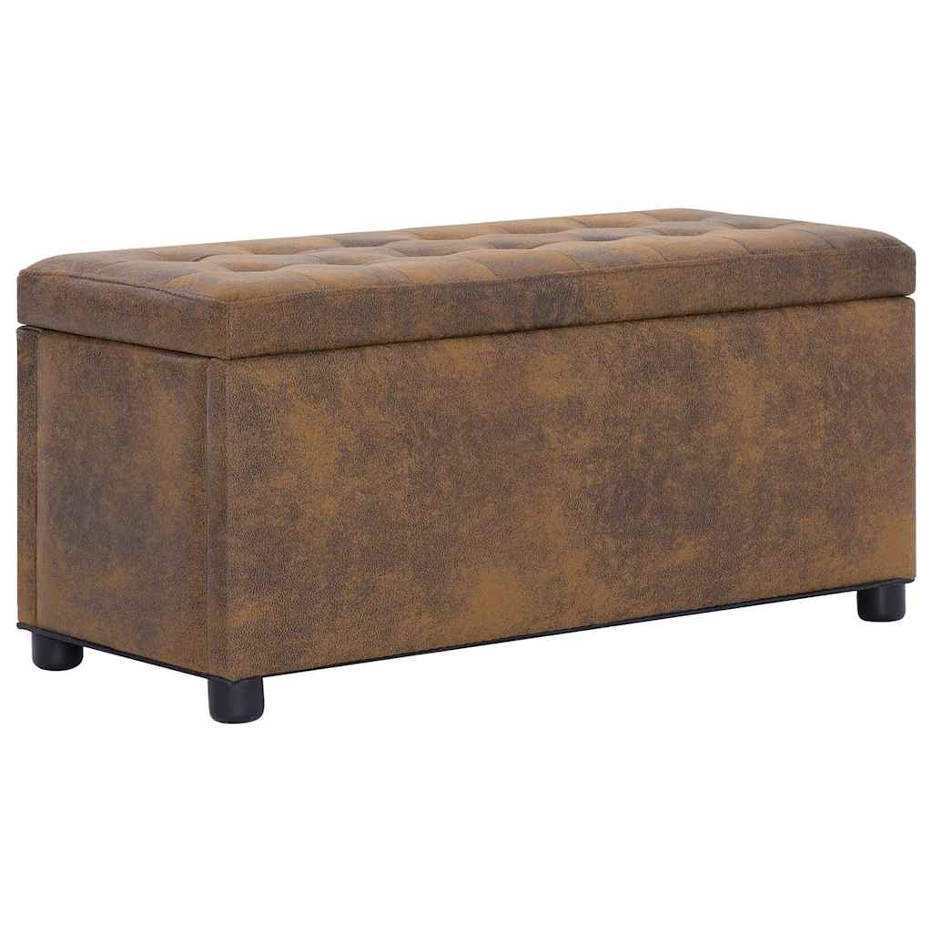 Pouf Style Industriel Vintage en Daim-Marron-La-Fabrique-Industrielle