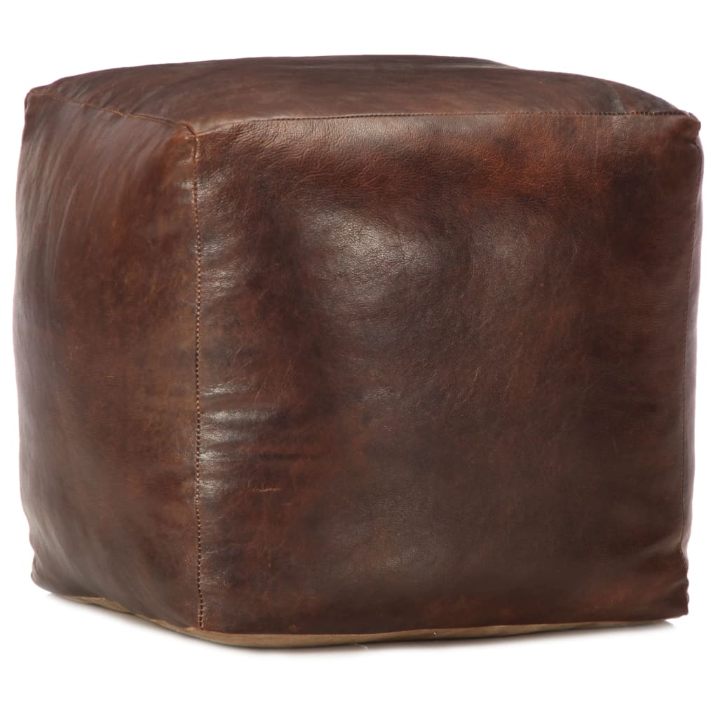 Pouf de Salon en Cuir Industriel-Marron foncé-1-La-Fabrique-Industrielle